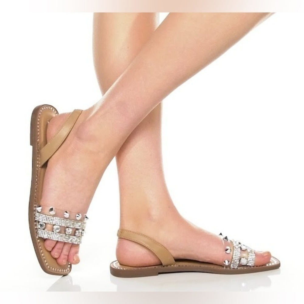 Steve Madden Tiko Clear Rhinestone Slingback Sandals Women’s Size 11